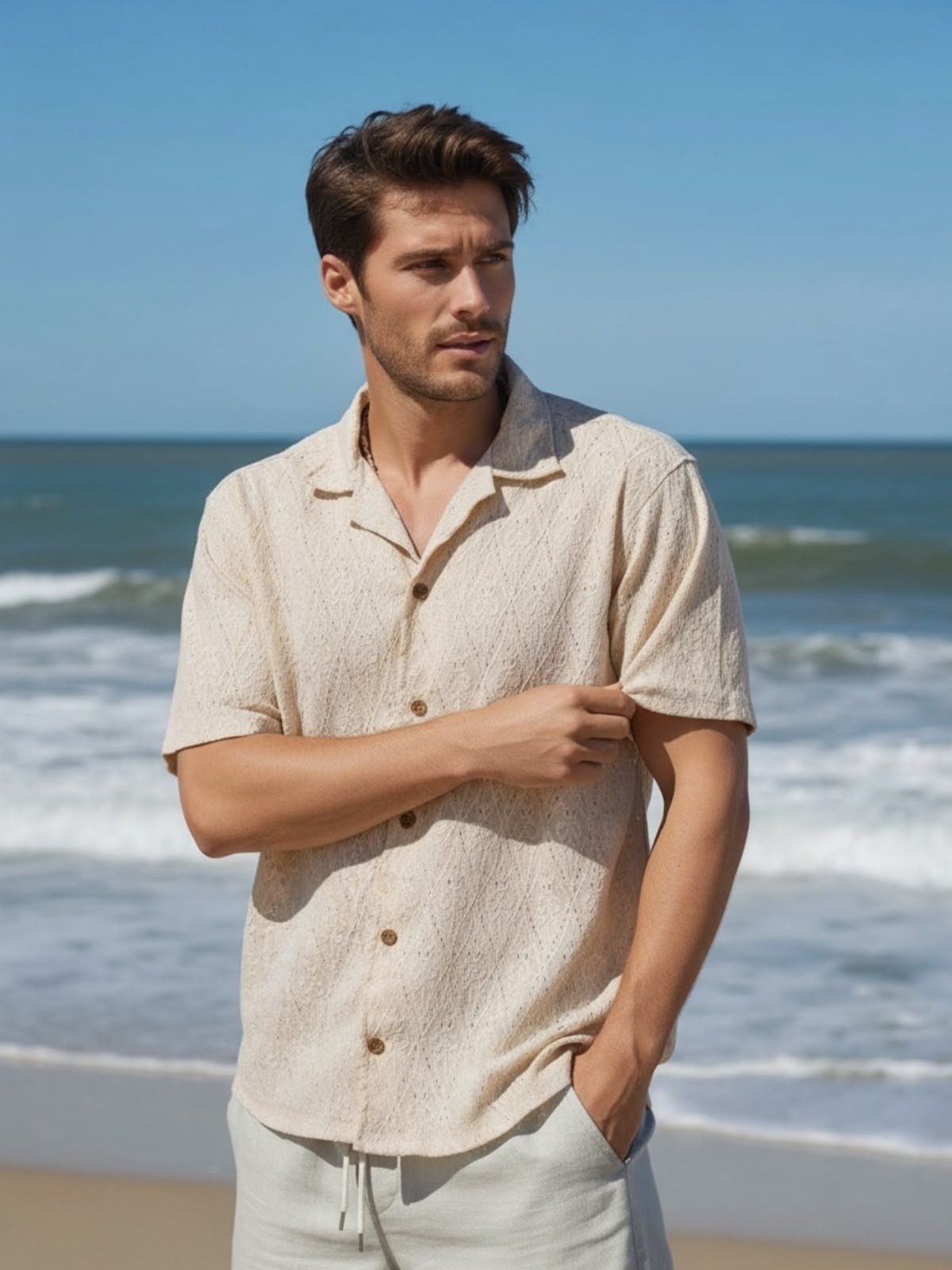 Camisa Brodery Cuello Cubano - Imagen 2