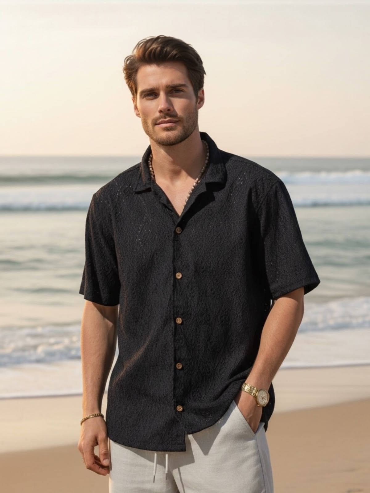 Camisa Brodery Cuello Cubano - Imagen 4