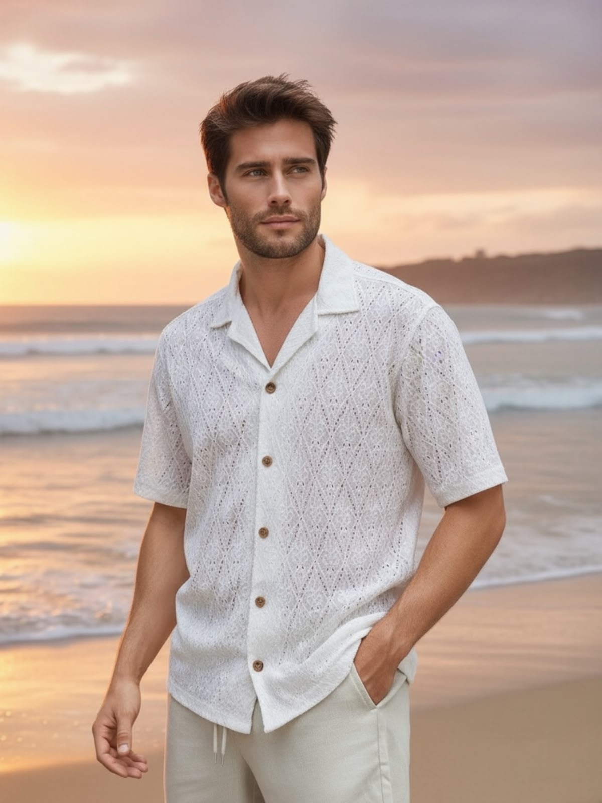 Camisa Brodery Cuello Cubano - Imagen 4