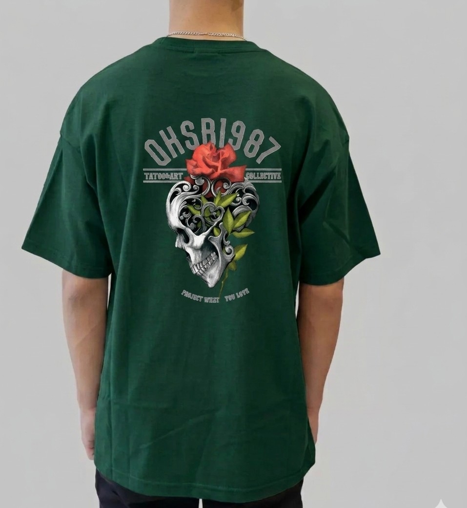 Remera Doble Estampa Oversize Skull Rose - Imagen 2