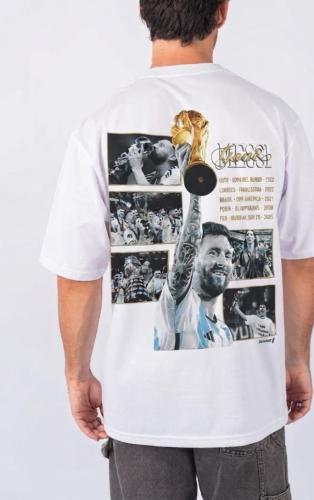 Remera Doble Estampa Messi Goat