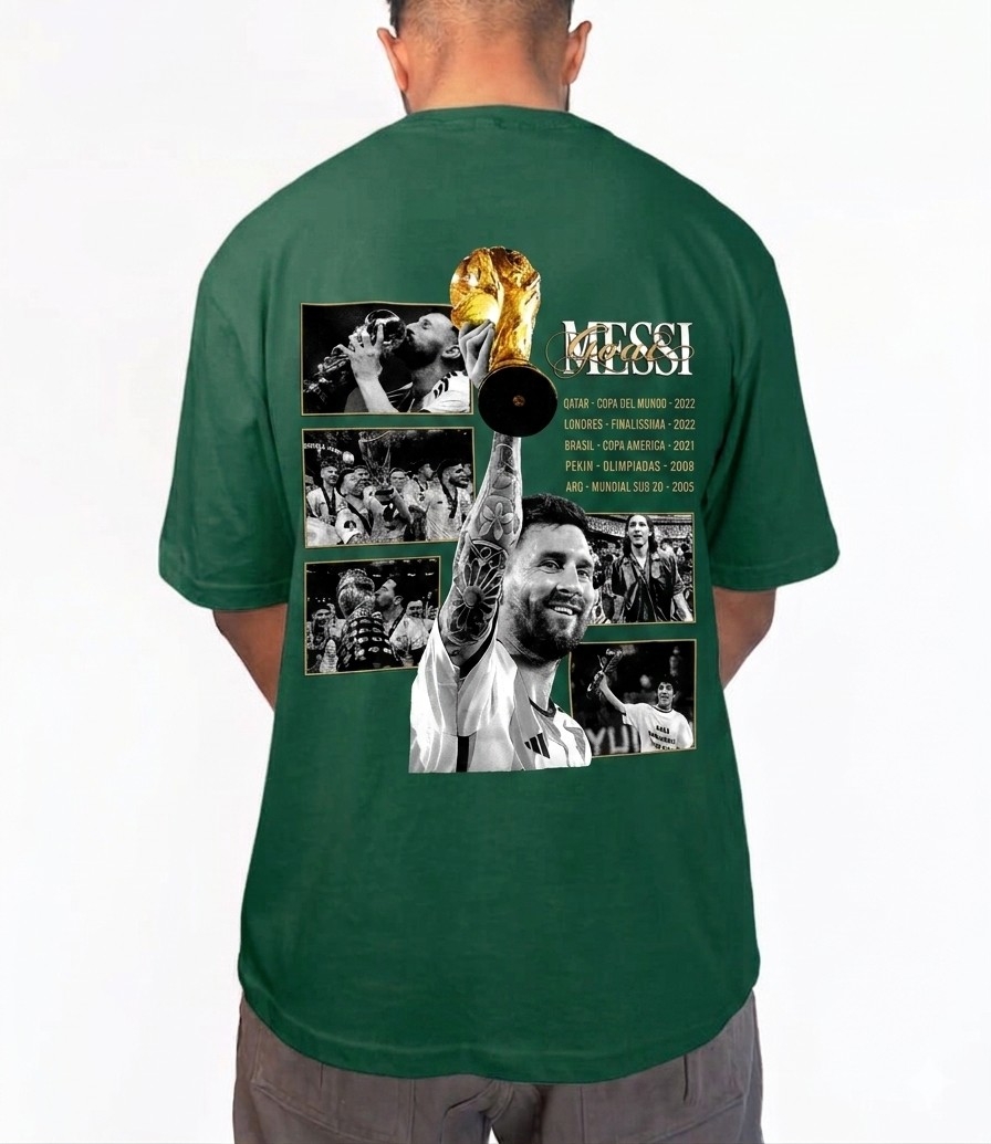 Remera Doble Estampa Messi Goat - Imagen 3
