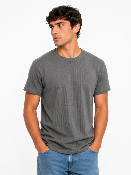 Remera Clásica Gris Topo de Mini Waffle