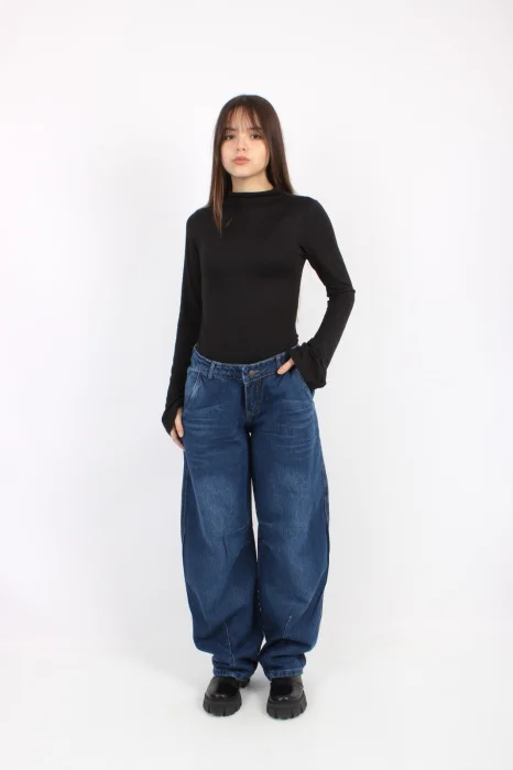 Baggy Azul Pestaña Doble Pinza