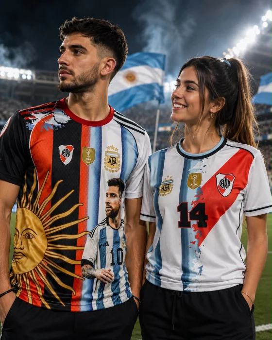 Camiseta Fusionada River y Argentina Adulto