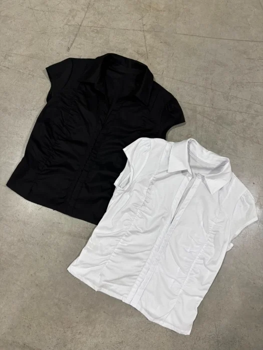 Camisa Entallada Corset Manga Corta y Tiras