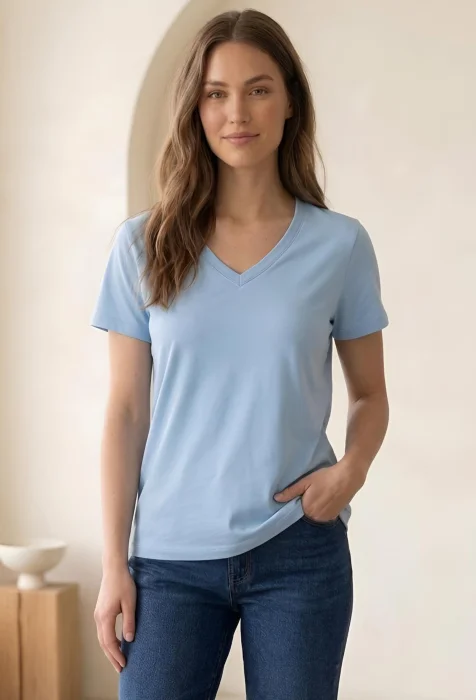 Remera Cuello V Algodon