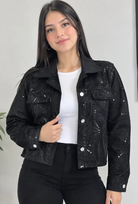 Chaquetasde Dama Tela Eco Cuero con Billos