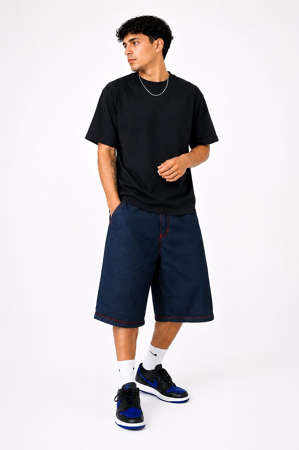Bermuda Jean Baggy Clásico Hombre Pantalon Denim Ancho Corto 2000's Pinterest Unisex - Imagen 2