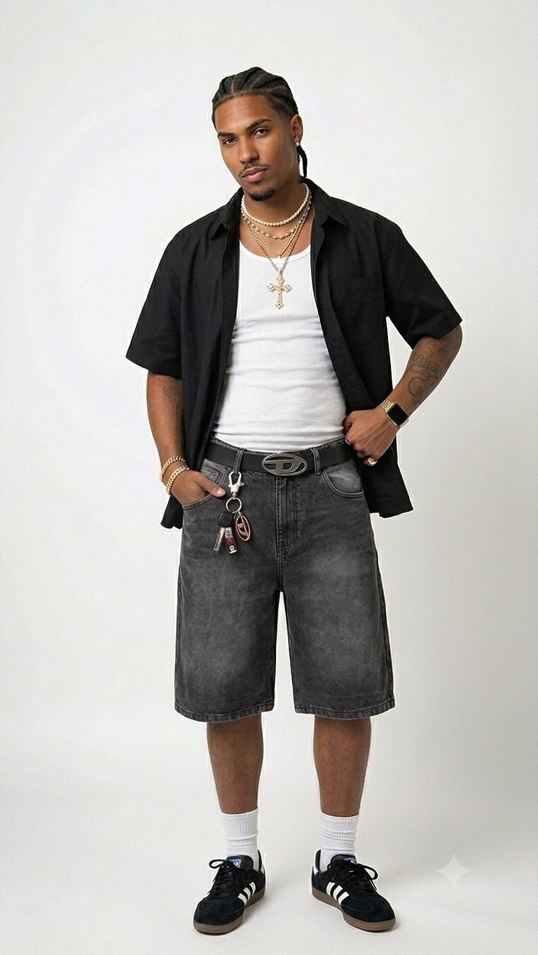 Bermuda Jean Baggy Unisex Pantalón Ancho Corto Denim Hombre Mayoristas Hotsale Y2k - Imagen 3