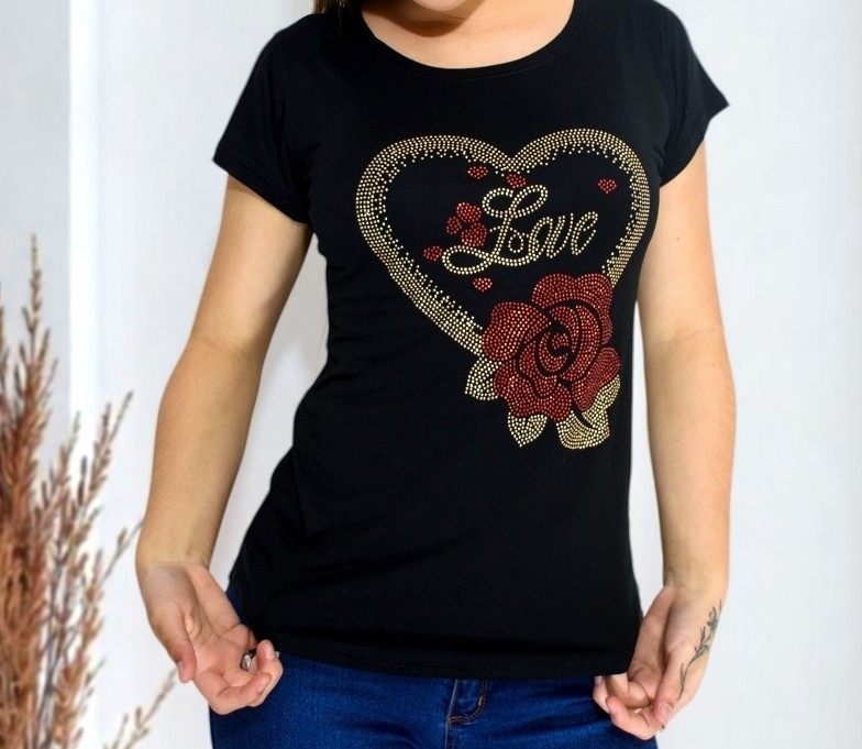 Remeras Mangas Cortas de Modal Viscosa Lycra con Estampado de Piedritas - Imagen 2