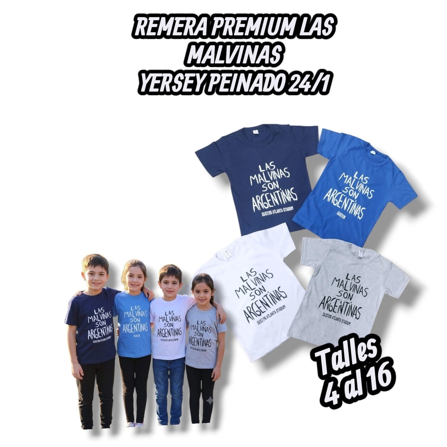 Remeras Premium, las Malvinas Yersey Peinado 24/1
algodón 100%
varios Colores - Imagen 1
