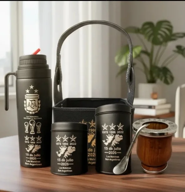 Set Matero 15 de Julio Termo + Canasta + Yerbera + Azucarera + Mate + Bombilla