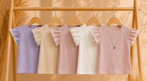 Remera Volado Encaje Brillos