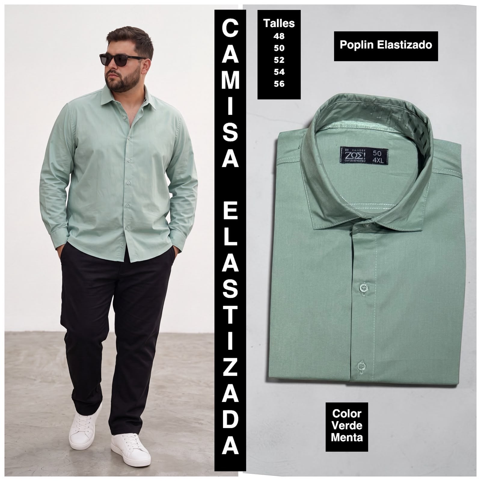 Camisa Elastizada Talles Especiales  Tela Poplin - Imagen 4