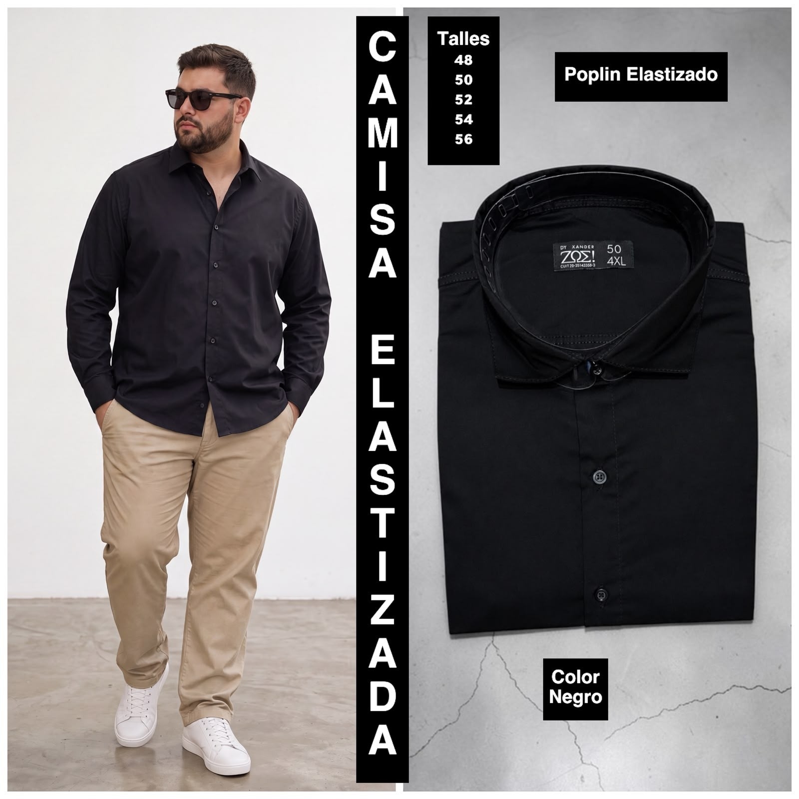 Camisa Elastizada Talles Especiales  Tela Poplin - Imagen 7
