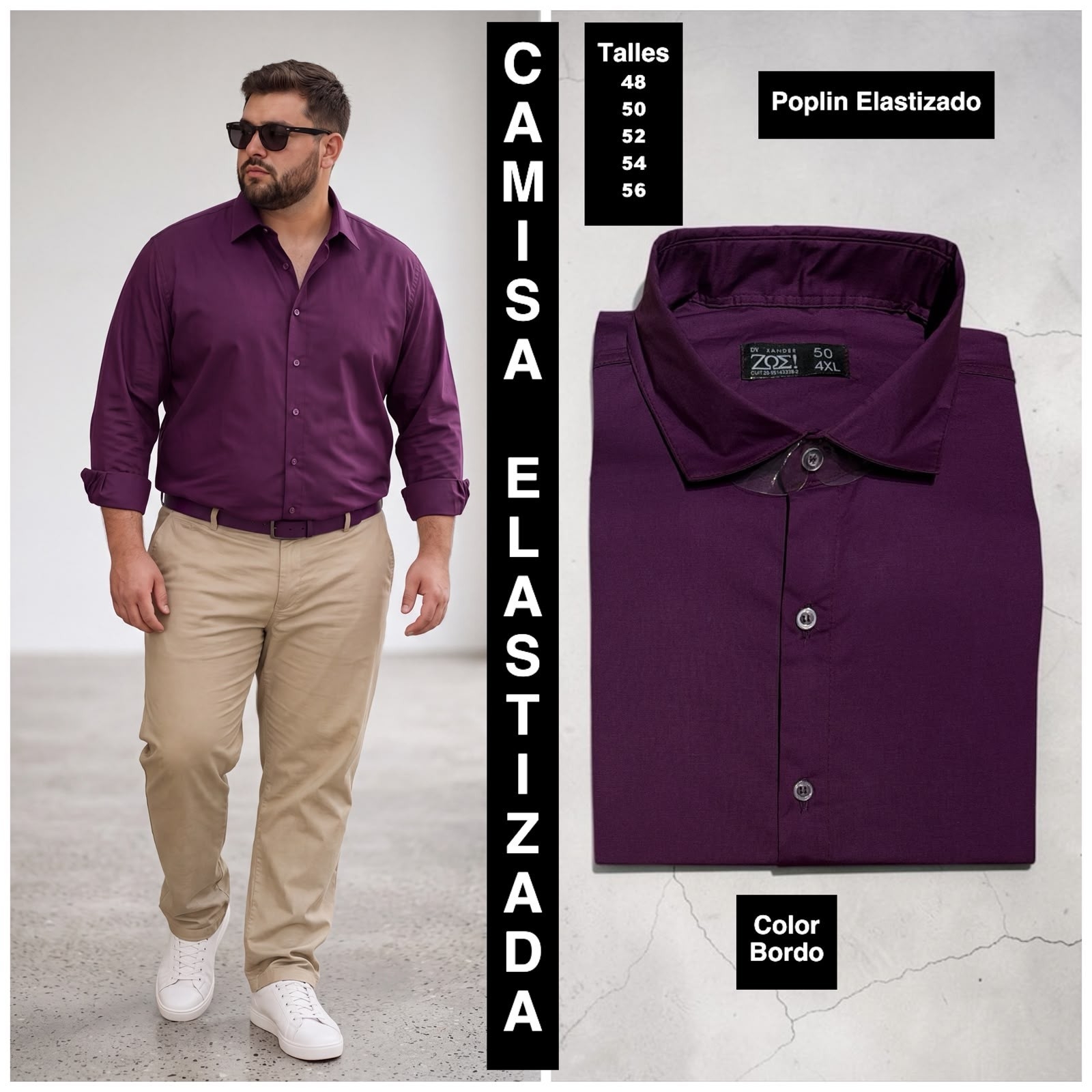 Camisa Elastizada Talles Especiales  Tela Poplin - Imagen 8