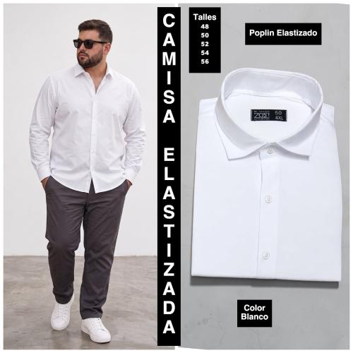 Camisa Elastizada Talles Especiales  Tela Poplin