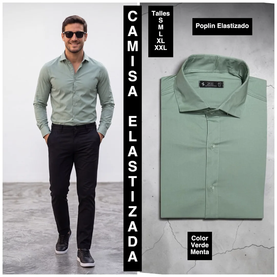 Camisa Elastizada Tela Poplin Algodon - Imagen 8