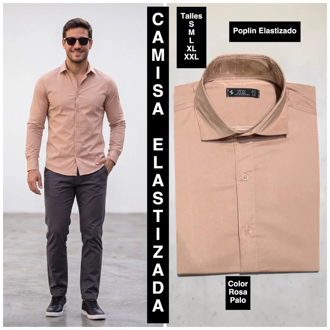 Camisa Elastizada Tela Poplin Algodon - Imagen 1