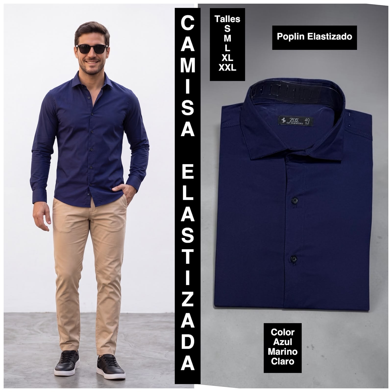 Camisa Elastizada Tela Poplin  Algodon - Imagen 2