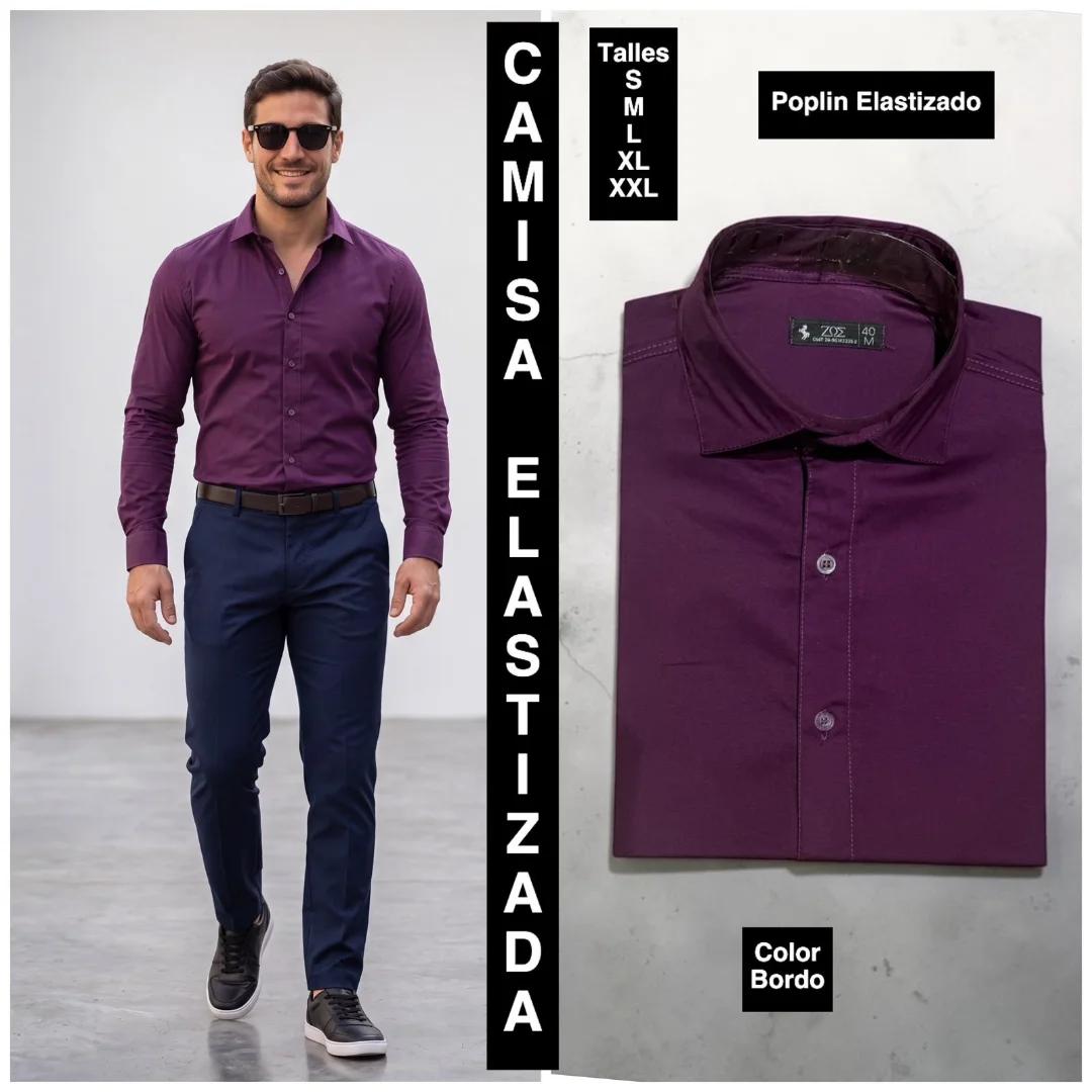 Camisa Elastizada Tela Poplin Algodon - Imagen 3