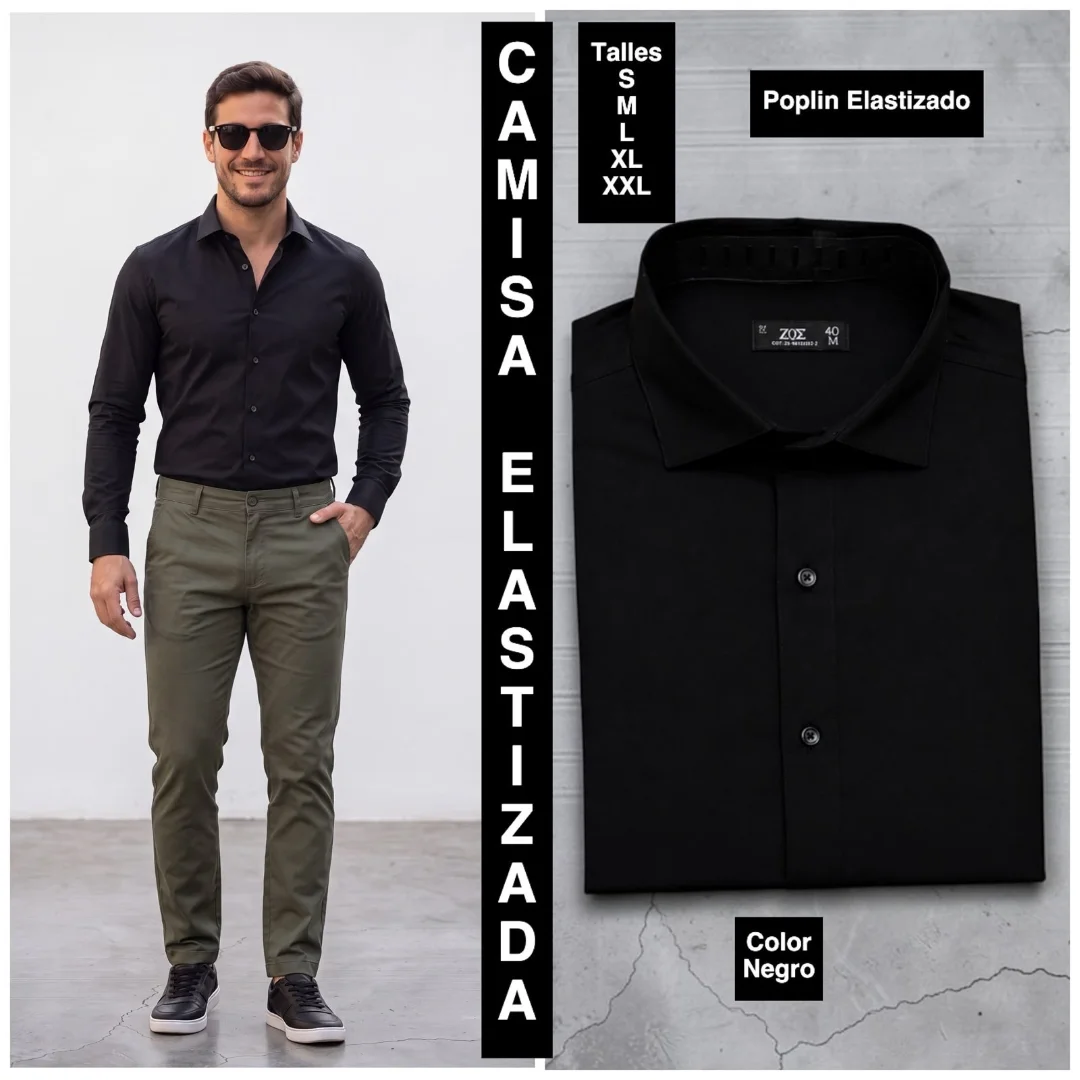 Camisa Elastizada Tela Poplin Algodon - Imagen 5
