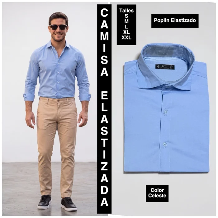 Camisa Elastizada Tela Poplin  Algodon