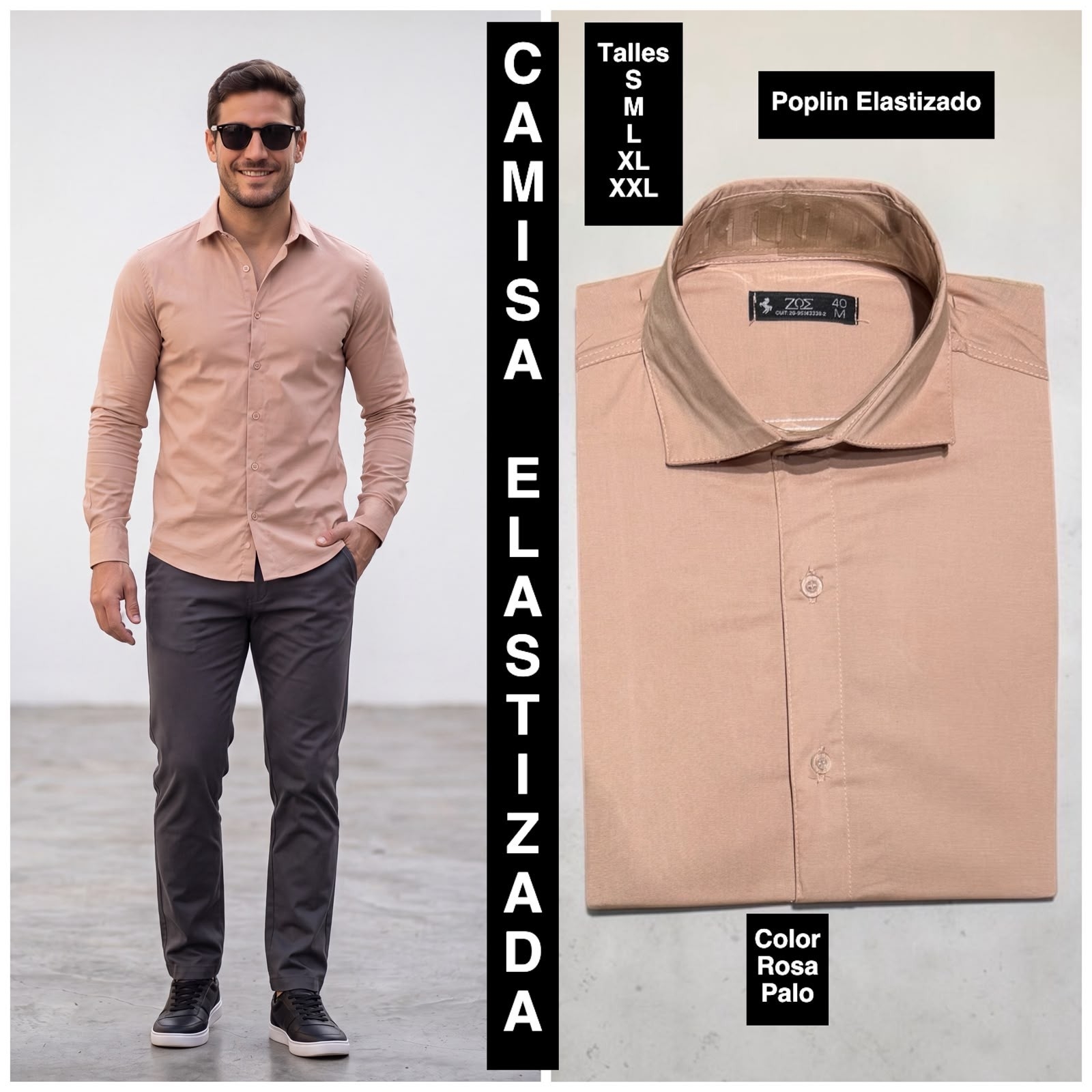 Camisa Elastizada Tela Poplin  Algodon - Imagen 3