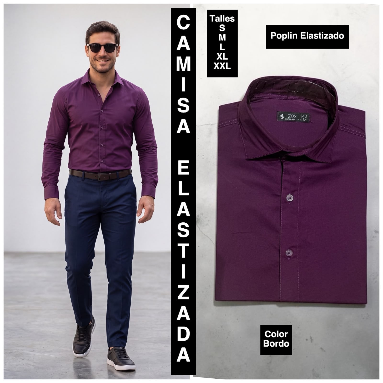 Camisa Elastizada Tela Poplin  Algodon - Imagen 4