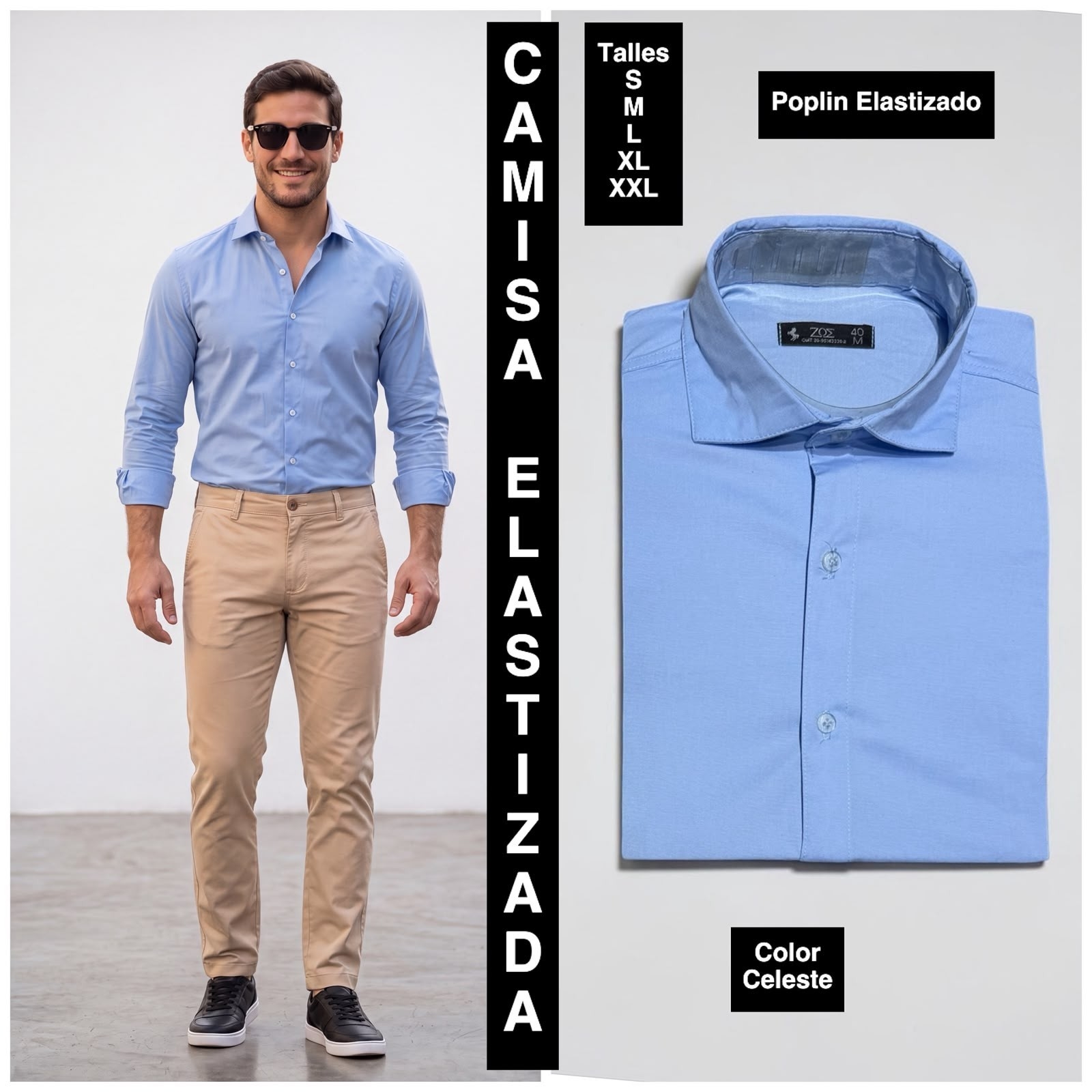 Camisa Elastizada Tela Poplin  Algodon - Imagen 5