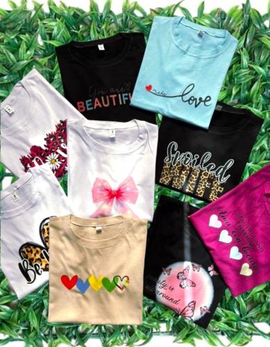Remera Nena Corazón Flores de Algodón