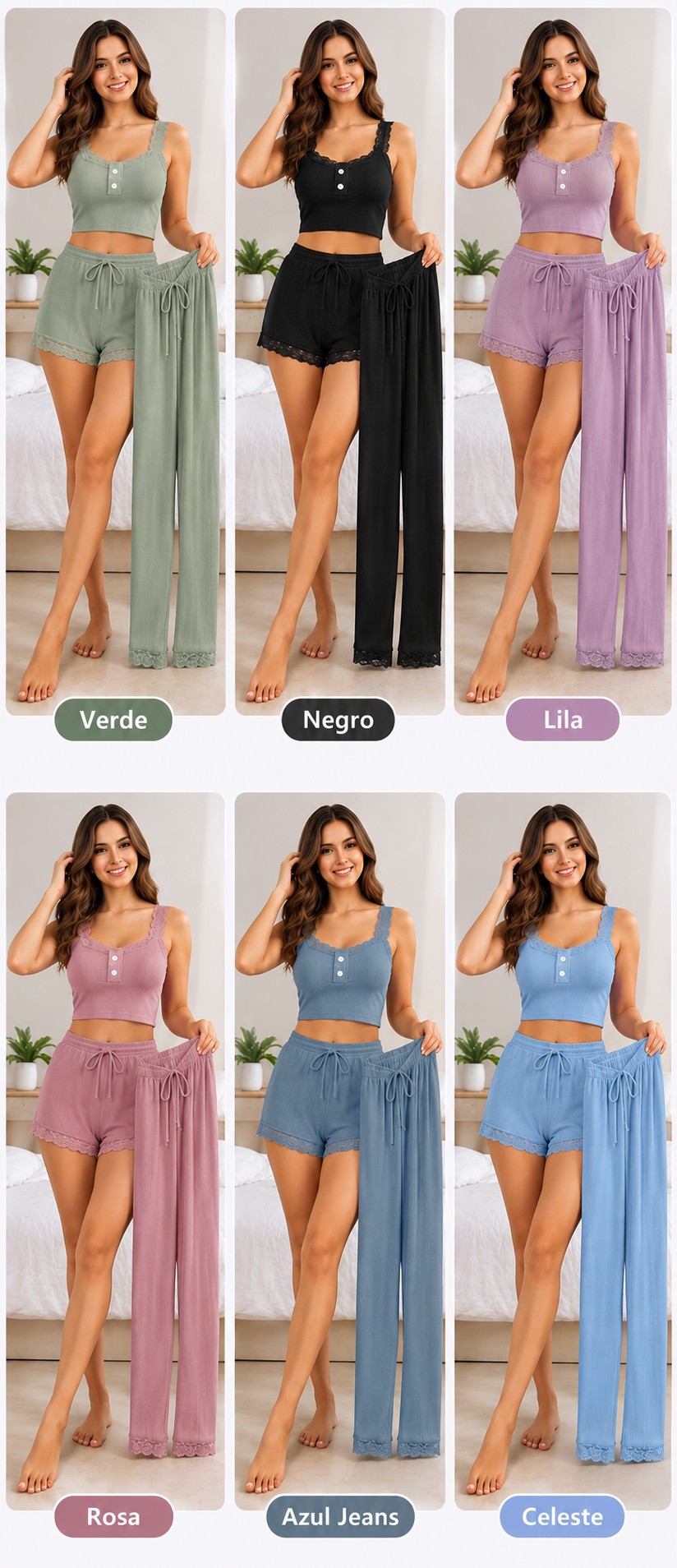 Pijamas 3 Piezas Morley y Puntillas - Imagen 2