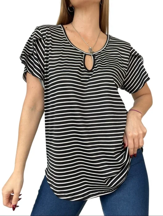 Remera Rayada Manga Volado