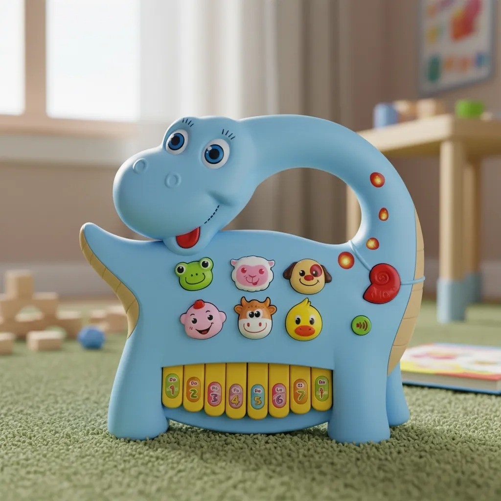 Juguete Piano Musical Dino Didáctico Bebe Luz - Imagen 2