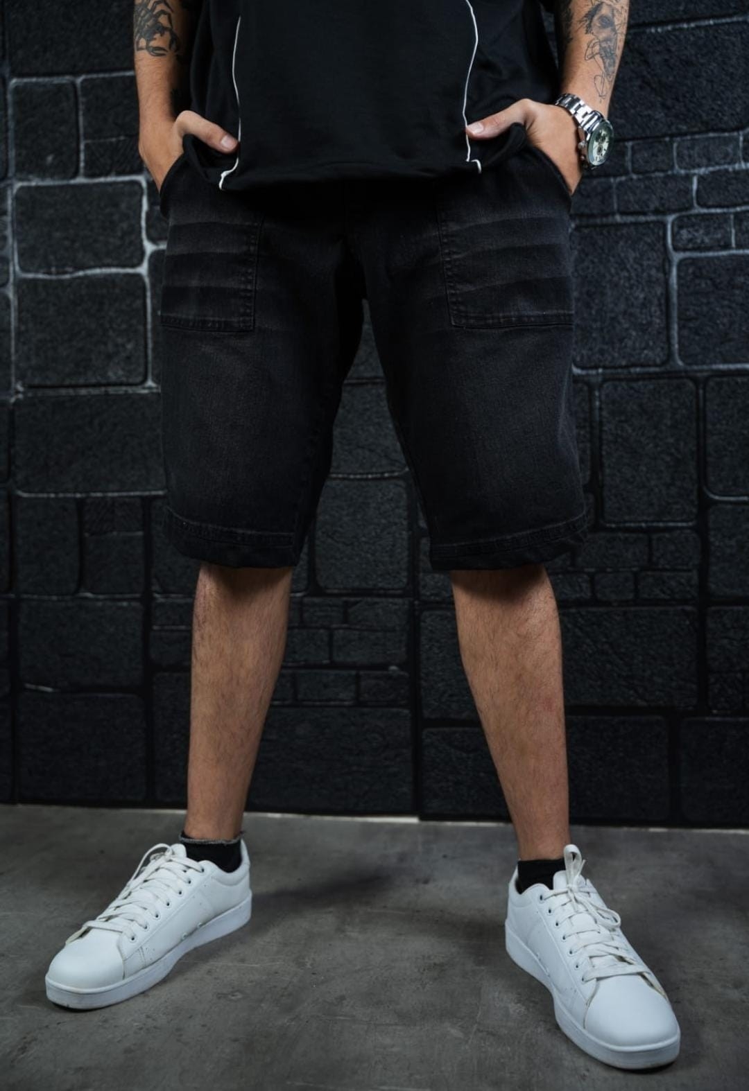 Bermuda de Jeans Negro - Imagen 4