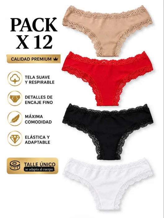 Colaless y Vedetinas Algodón Peinado con Encaje