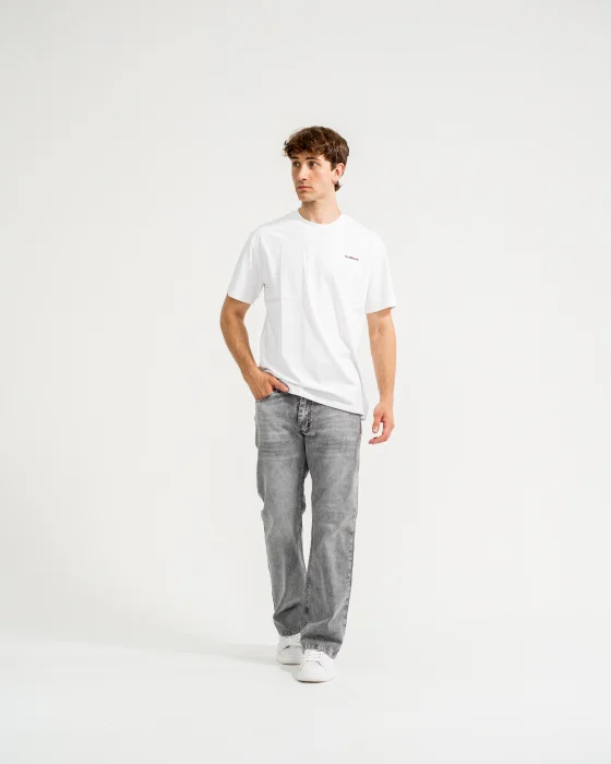 Corte Flare Jeans Rígido Gris Medio