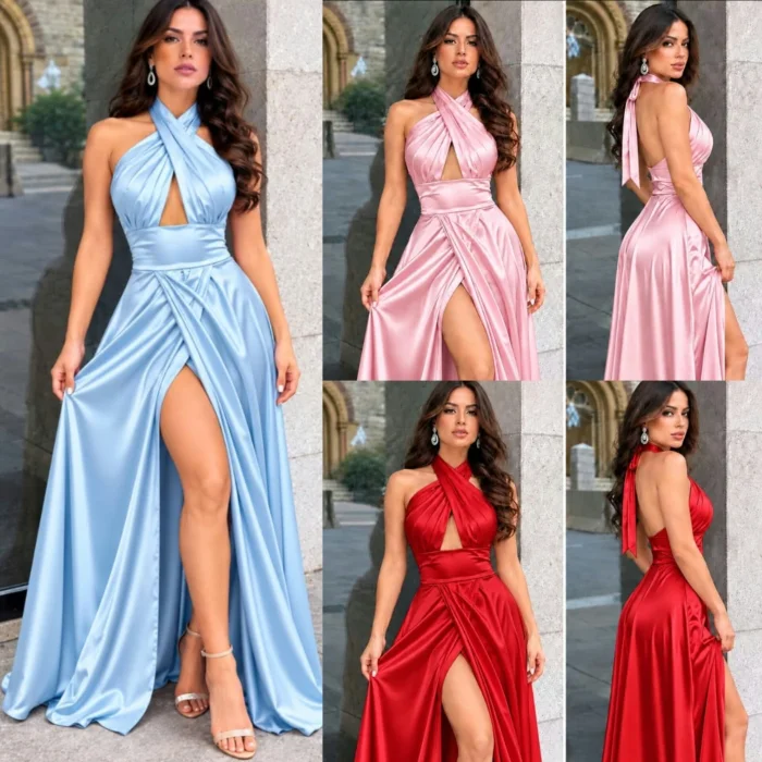 Vestido Halter de Satén