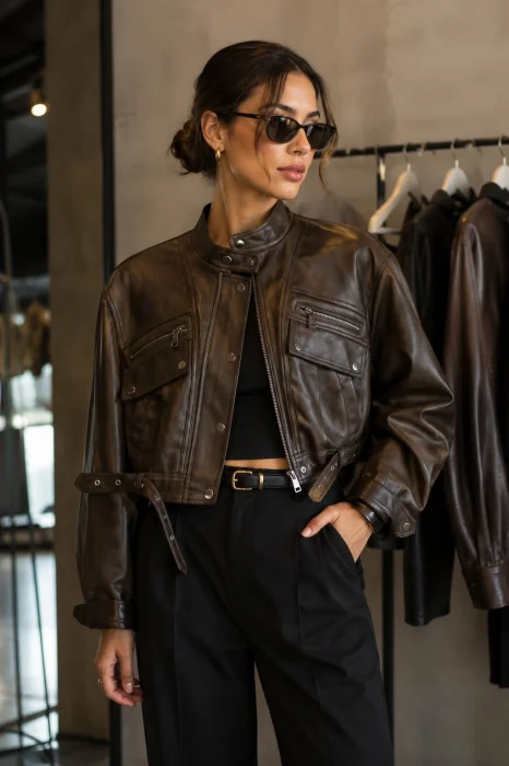 Campera Cuero Bomber Premium Yd New