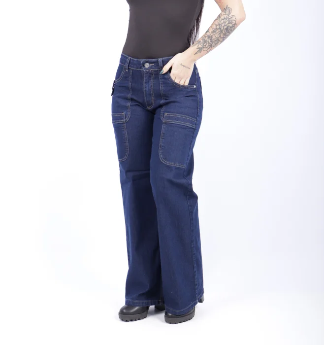 Wide Leg Elastizado Azul Oscuro