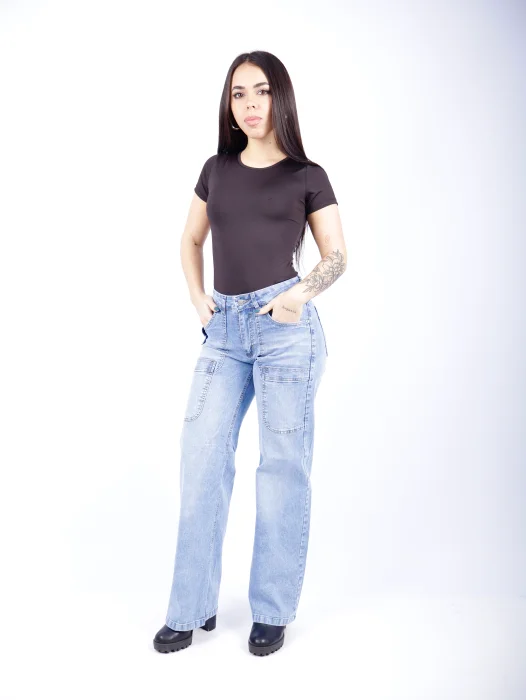Wide Leg Elastizado Celeste