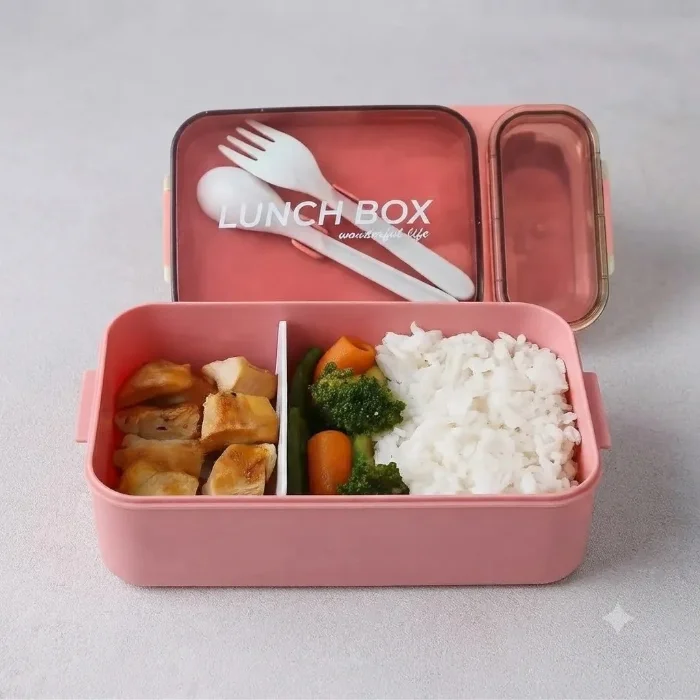 Lunchera Vianda Hermética Divisiones y Cubiertos