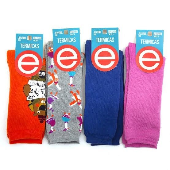(art:750) Elemento Medias Termica Juvenil 3/4 de Caña Unisex Estampadas - Imagen 3