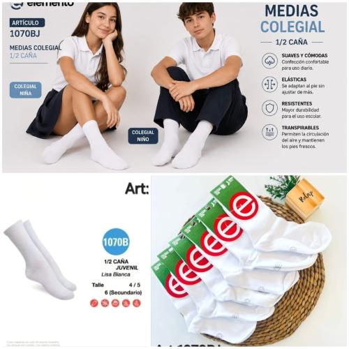 (art:1070bj) Elemento Media Juvenil Colegial 1/2 Caña Unisex Lisas