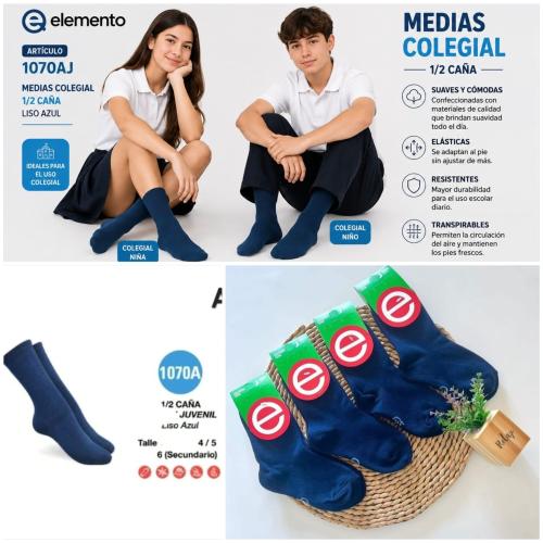 (art:1070aj) Elemento Media Juvenil Colegial 1/2 Caña Unisex Lisas