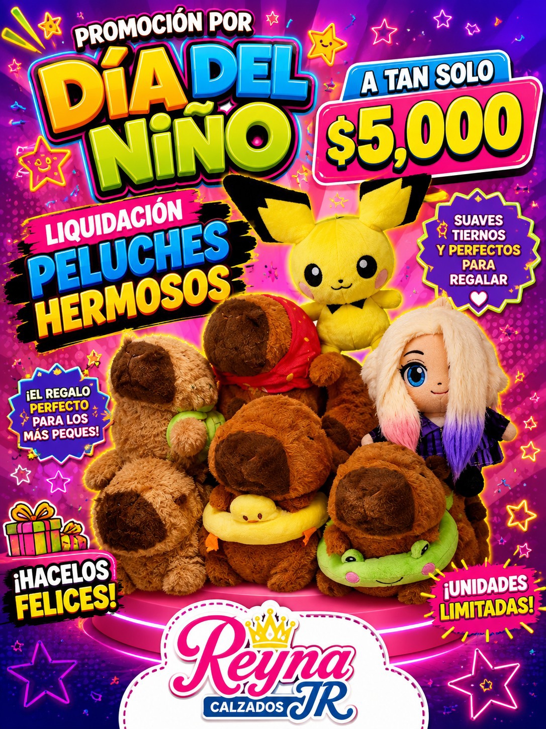 Peluche Capibara/picachu/merlina Oferta!!! - Imagen 2