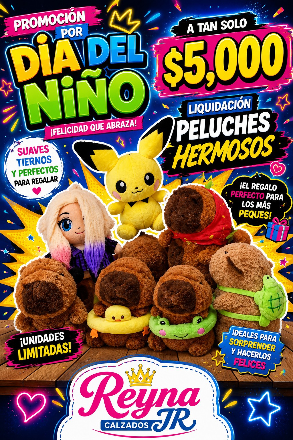 Peluche Capibara/picachu/merlina Oferta!!! - Imagen 3