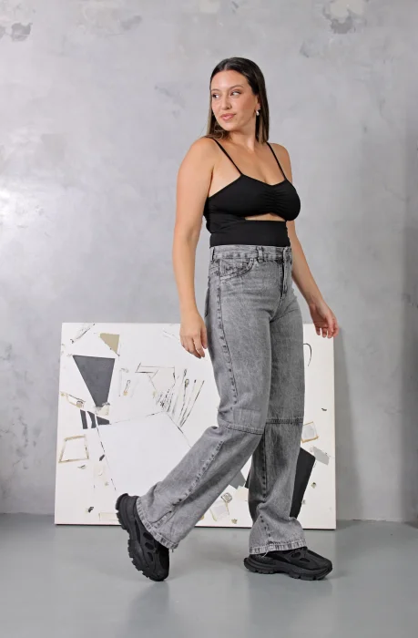 Wide Leg Nevado Gray, con Recorte