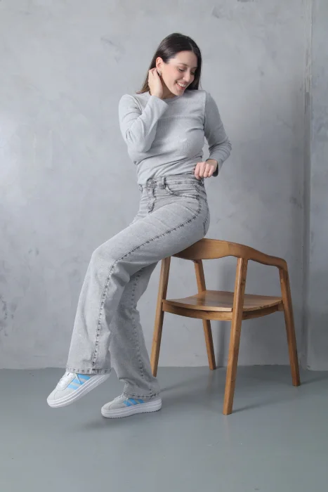 Wide Leg Elastizado Gray Ceniza